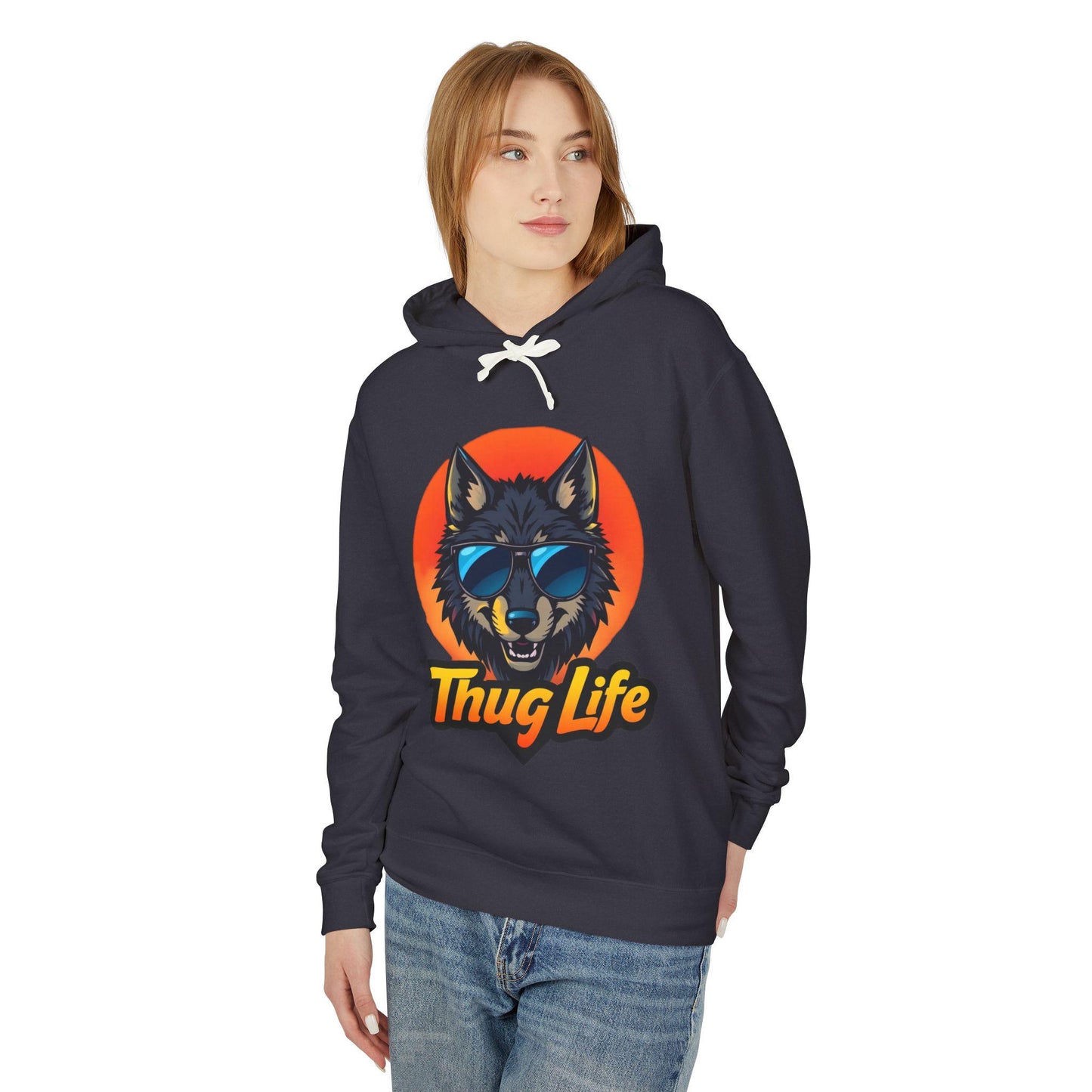 Thug Life Wolf Hoodie Funny Gangster Pet Hoodie Hip Hop Animal Hoodie Streetwear Lover Gift Cool Rap Style Animal Graphic Hoodie Urban