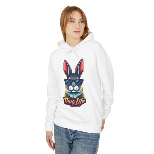 Thug Life Rabbit Hoodie Funny Gangster Pet Hoodie Hip Hop Animal Hoodie Streetwear Lover Gift Cool Rap Style Animal Graphic Hoodie Urban