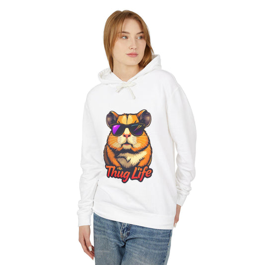 Thug Life Hamster Hoodie Funny Gangster Pet Hoodie Hip Hop Animal Hoodie Streetwear Lover Gift Cool Rap Style Animal Graphic Hoodie Urban