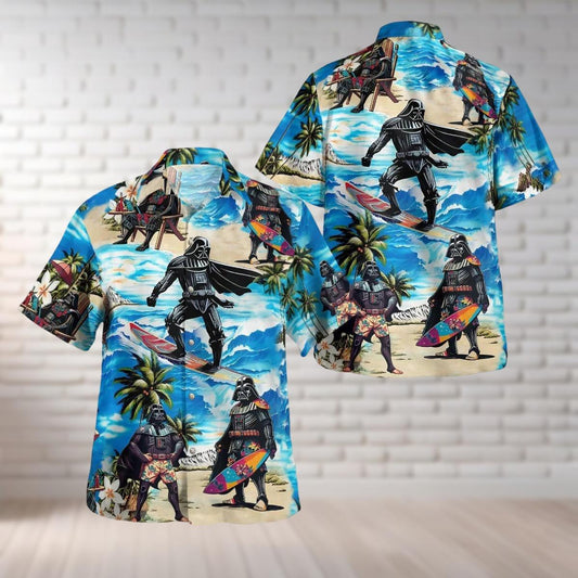 Darth Vader Star Wars Surfing Hawaiian Shirt, Star Wars Button Shirt And Shorts For Men Women, Disney Summer Beach Shirt, Family Gift