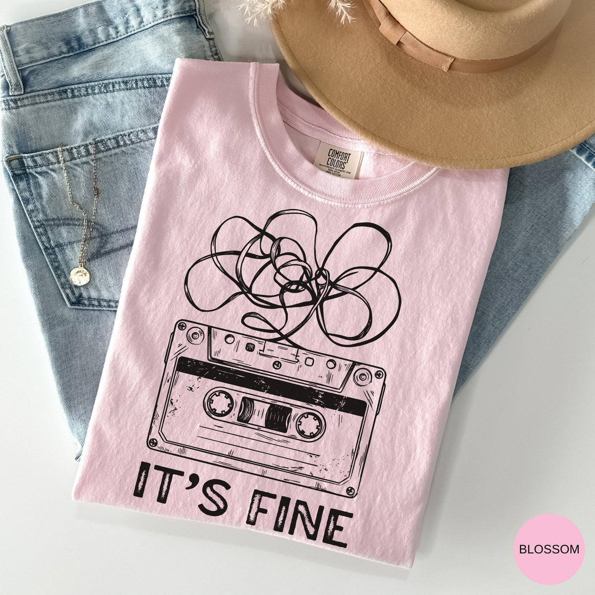 Comfort Colors 39 Fine Retro Cassette Tape Tee Mental Health Humor Anxiety 90s Music Lover Sarcastic (4)