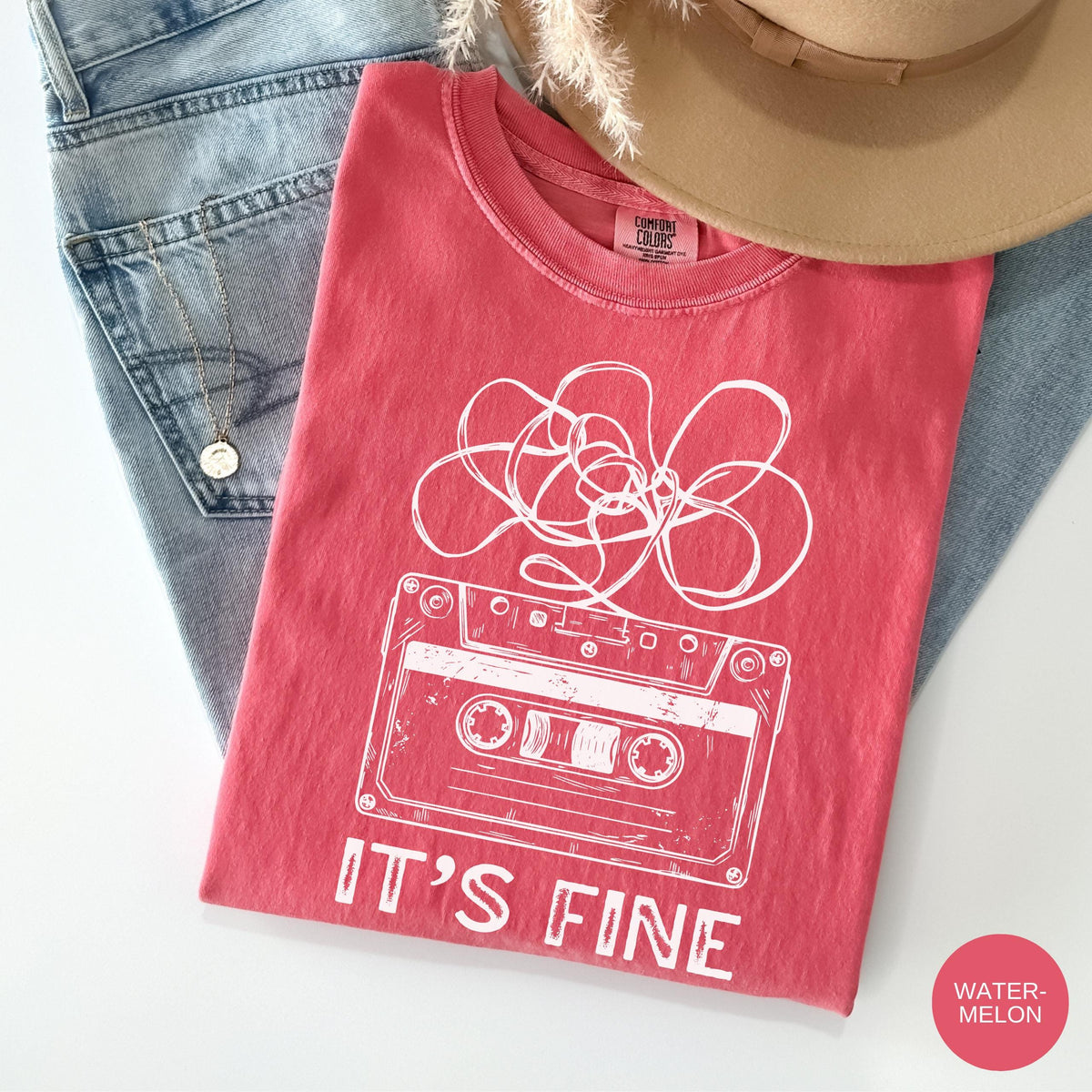 Comfort Colors 39 Fine Retro Cassette Tape Tee Mental Health Humor Anxiety 90s Music Lover Sarcastic (5)
