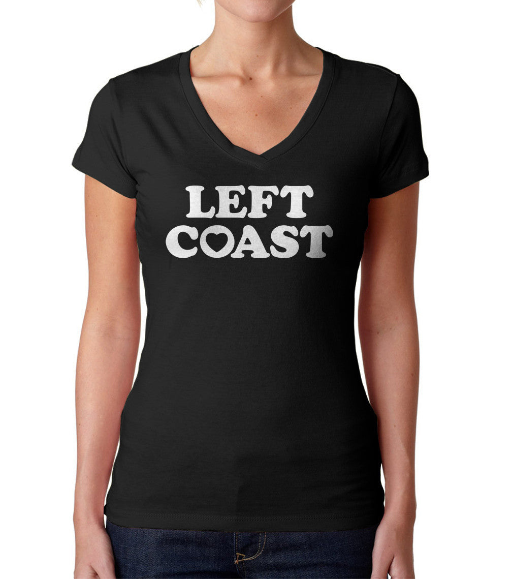 Women's Left Coast Vneck T-Shirt - California Oregon Washingon West Coast