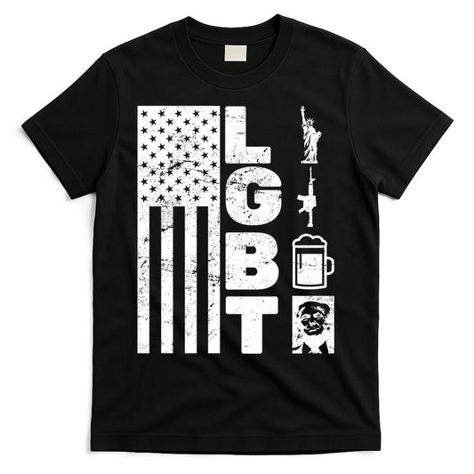 LGBT Flag Liberty Guns Beer Donald Trump T-Shirt