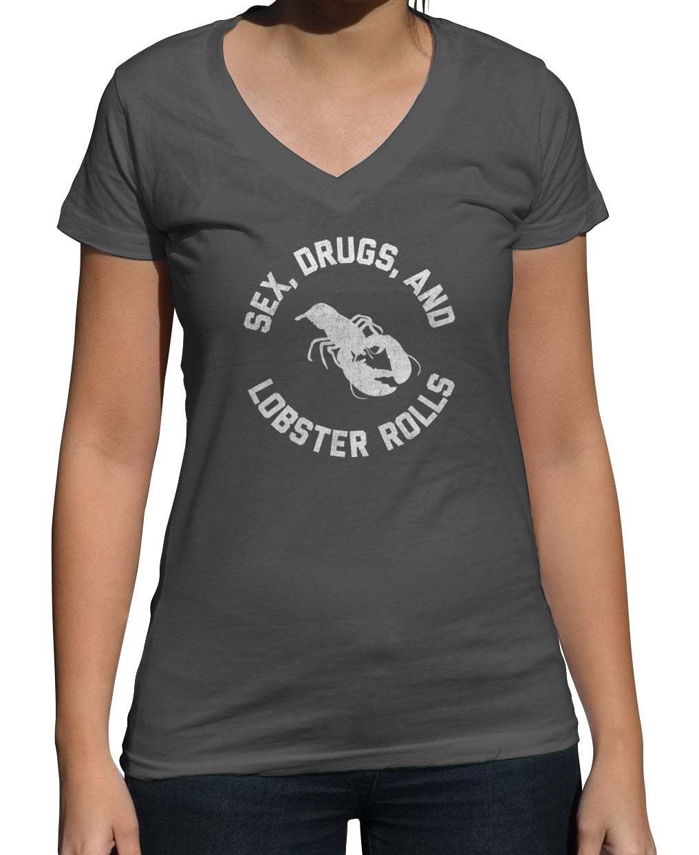 Women's Sex Drugs and Lobster Rolls Vneck T-Shirt