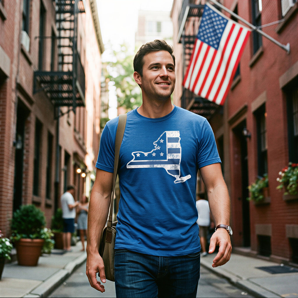 American Flag New York State Men's T Shirt