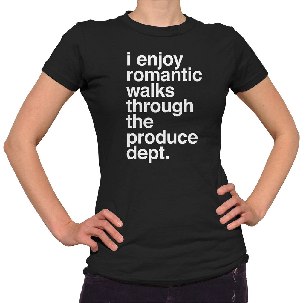 Women's I Enjoy Romantic Walks Through the Produce Department T-Shirt - Foodie Vegan Vegetarian