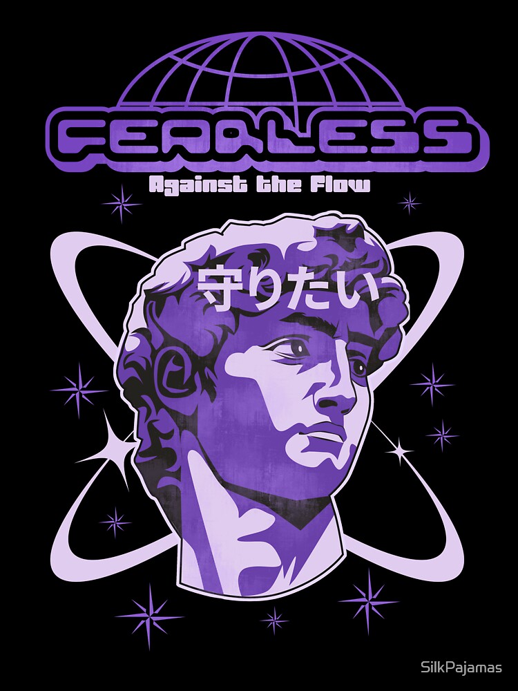 Fearless Against the Flow Y2K Black Japanese Streetwear Tee by SilkPajamas