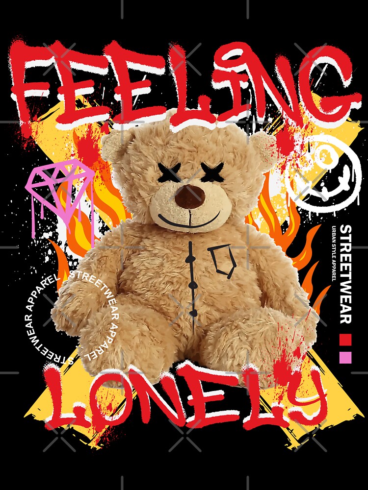 Feeling Lonely Teddy Bear Graphic Print by himx05