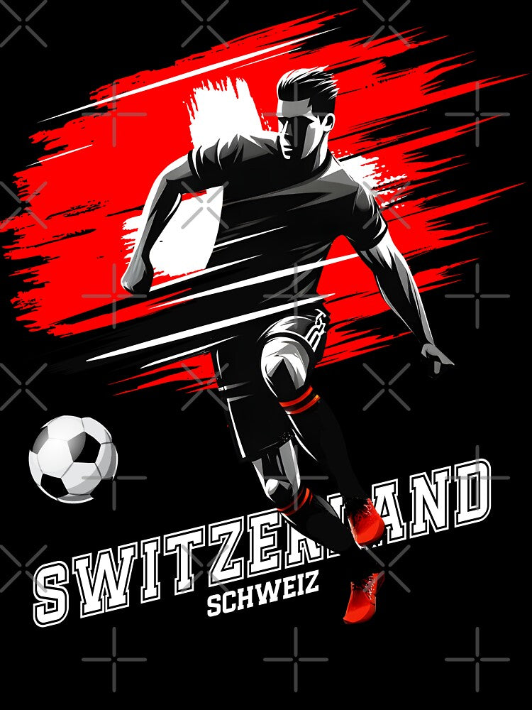 Football Soccer Switzerland Swiss Flag Player Grunge Silhouette by Infinitee8hirts