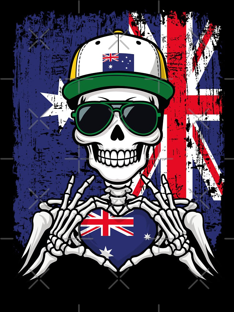 Australian Pride Skeleton Art Tee by Colorful Designs