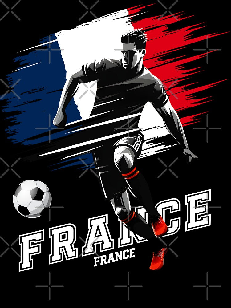 Football Soccer France French Flag Banner Player Silhouette by Infinitee8hirts