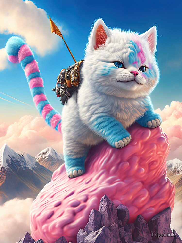 Cotton Candy Cat Climbing Candy Mountain by Trippinink-