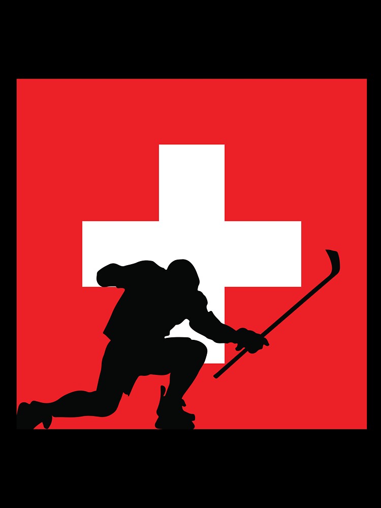 Swiss Ice Hockey Silhouette Celebration by CanvasTee