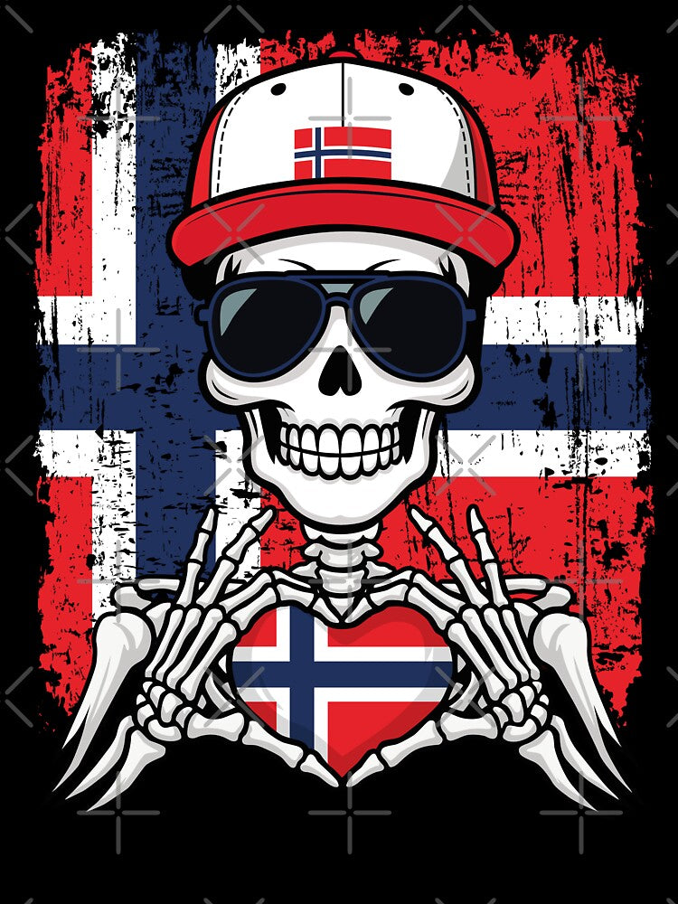 Norwegian Pride Skeleton Art - Norway Football & Viking Spirit Tee by Colorful Designs