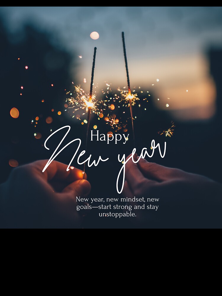 Happy New Year Sparkler Celebration Motivational Quote by TaufiDaArtworks