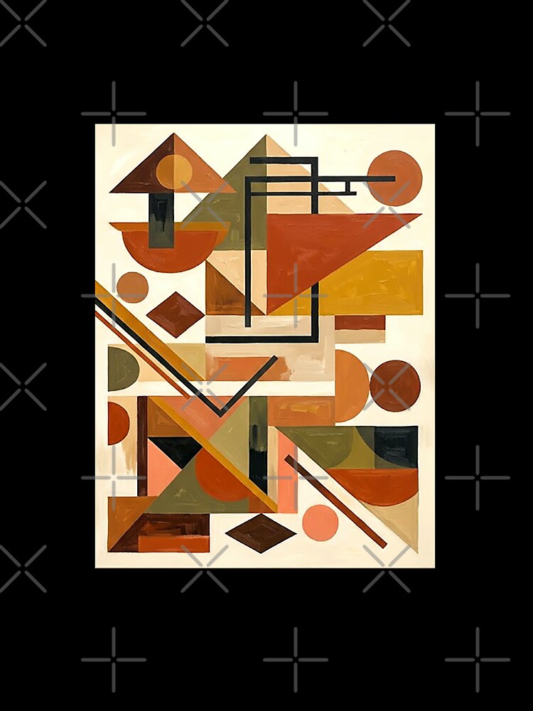 Geometric Shapes in Earth Tones – Retro Modern Art - Mid-Century Modern Abstract Painting Shapes by CattlettArt