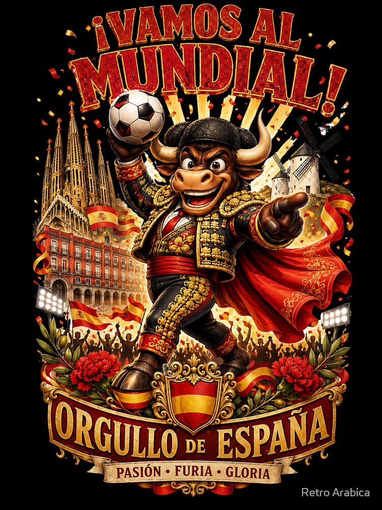 Spain World Cup 2026 Bull Fan Art by Retro Arabica