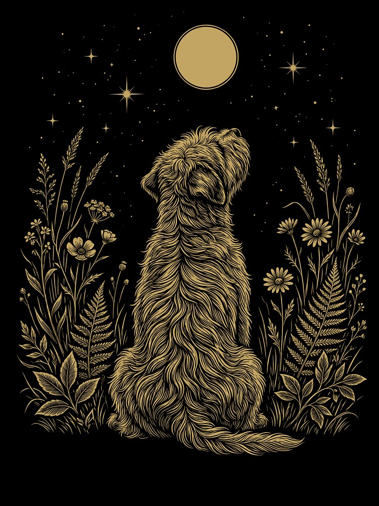 Soft Coated Wheaten Terrier Moon Night Flower Minimalist Boho Dog Lover by DoodleTortle