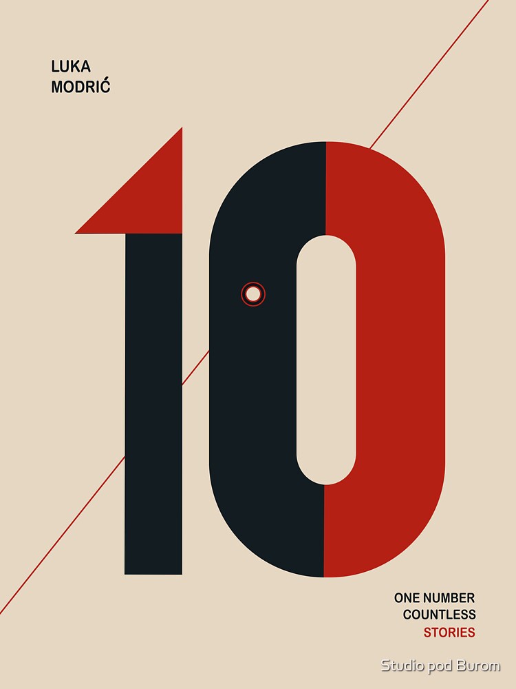 Luka Modrić Number 10 Minimalist Football Poster by Studio pod Burom