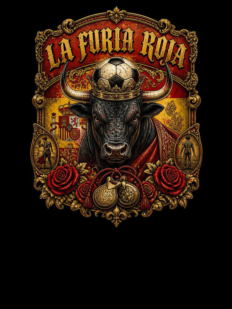 Spain Soccer Bull - La Furia Roja Vintage  Matador Football Fan T-Shirt by 18-30