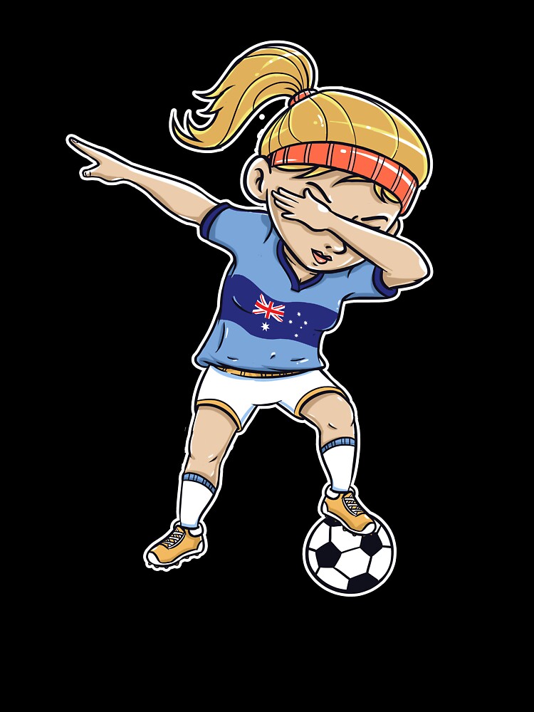 Dabbing Soccer Player Funny Australia Fan T-Shirt girl by Pummli