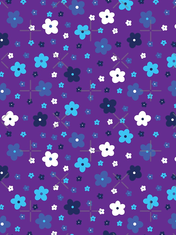 Y2K 2000S COCONUT GIRL AESTHETICS RETRO MINI MICRO TINY SMALL FLORAL FLOWERS PURPLE TURQUOISE WHITE BLUE by blomastudios