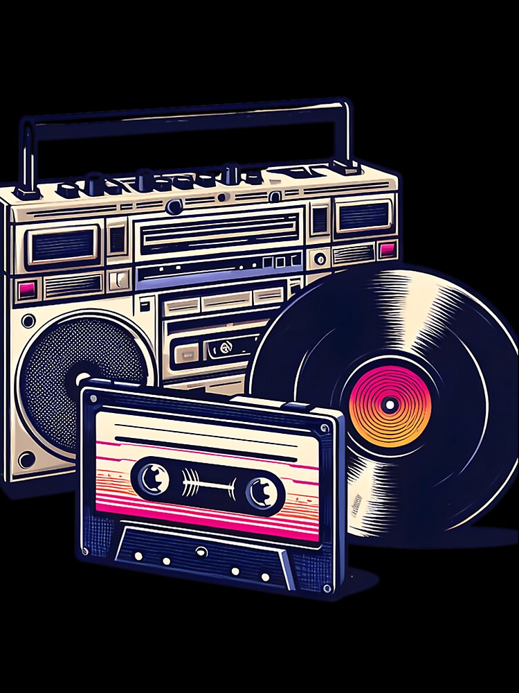 90'S Retro Boombox Cassette  Vinyl Record by discriminatio