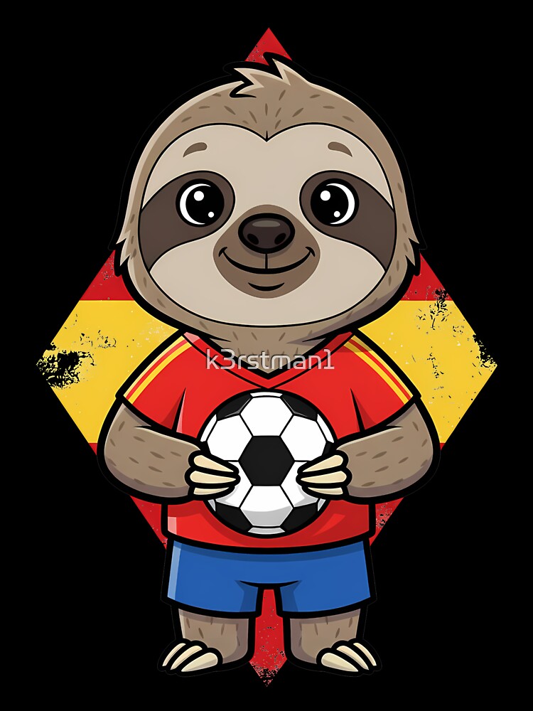 Spain Soccer Sloth Football Fan Animal by k3rstman1