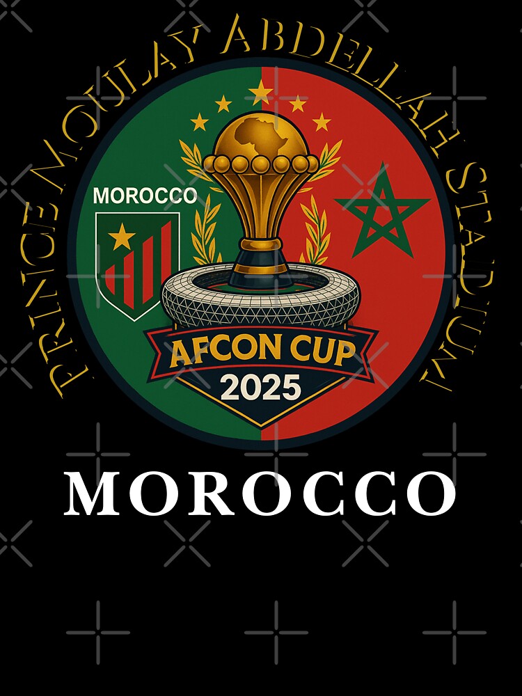 AFCON 2025 Morocco • Prince Moulay Abdellah Stadium • Atlas Lions Football Emblem Design by InPrintedWord
