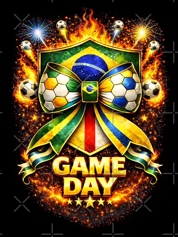 Brazil Soccer Bow Game Day Fire Crest Celebration by MuniraWearify