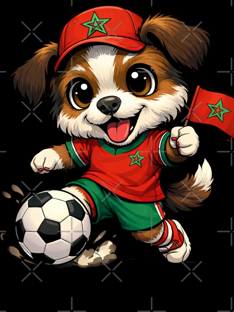 Moroccan Soccer Dog Puppy Football Fan by Tsugraf Designs