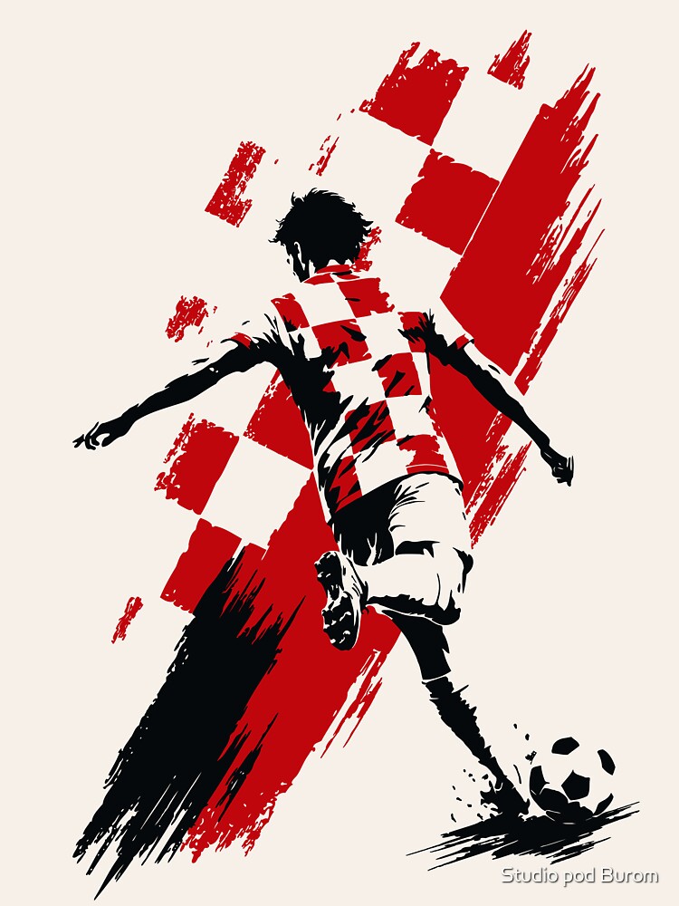 Croatia Football Action Minimalist Print by Studio pod Burom