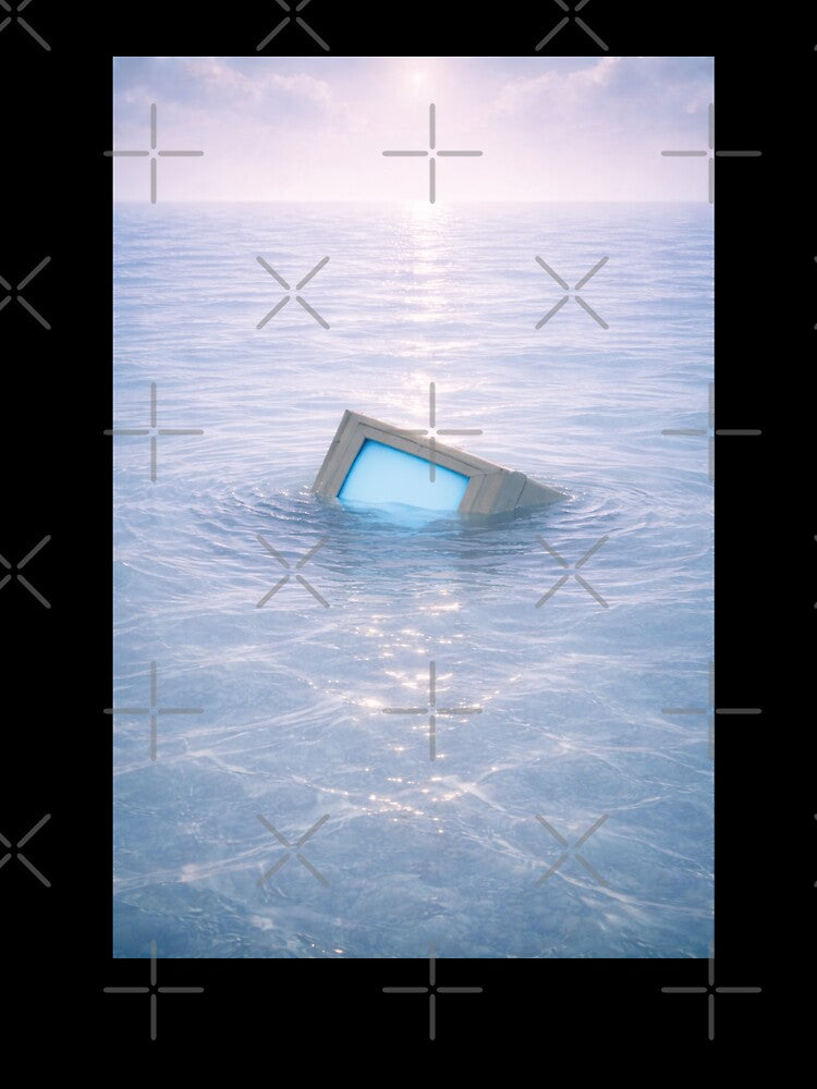 Lost Computer at Sea – Retro CRT Monitor Liminal Space Aesthetic by 486DesignCo