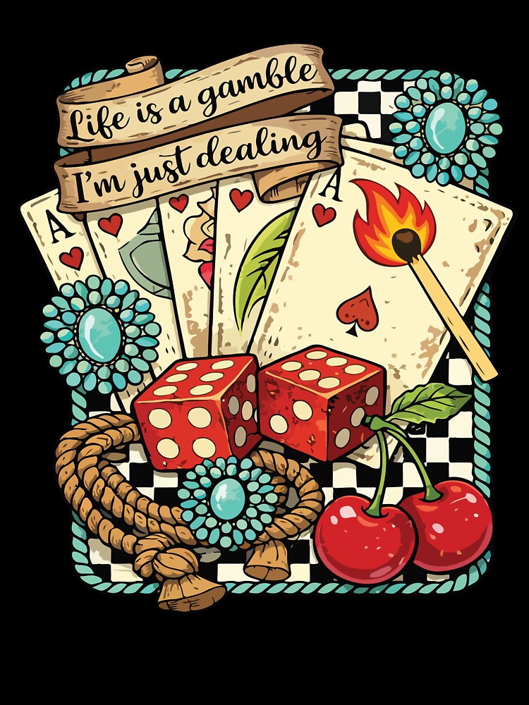 Life Is A Gamble I’m Just Dealing Retro Western Cowgirl Casino Turquoise Aesthetic by kiralynstration
