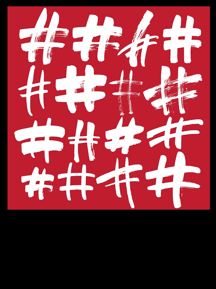 #Red - White Hashtags on Red Background by Lori-Goree