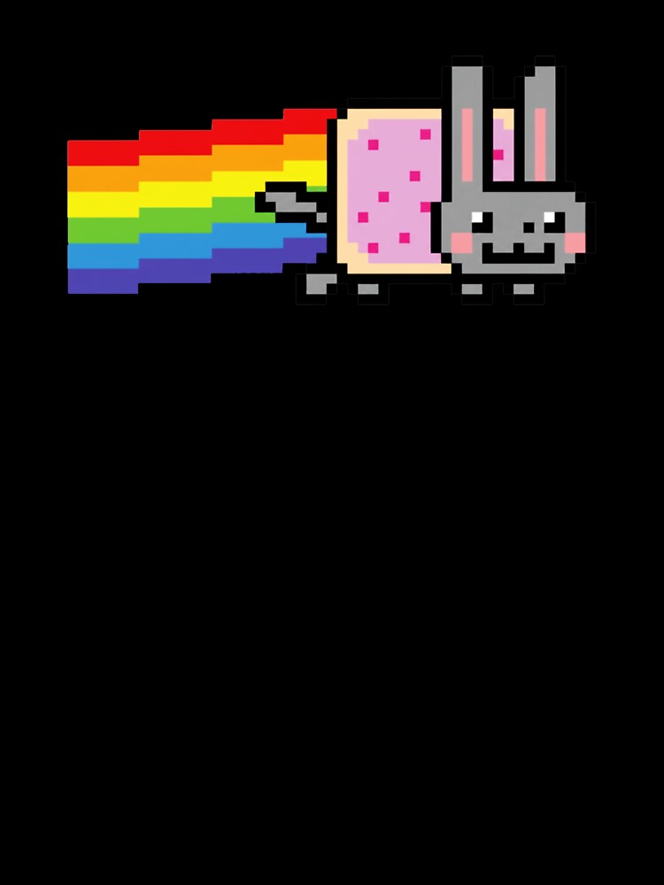 Pixel Rainbow Rabbit Retro 8 Bit Flying Bunny by JEFDodsonArt
