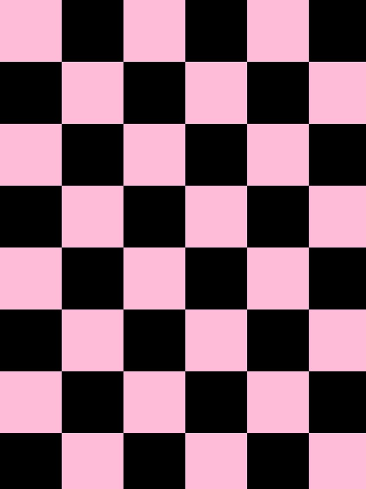 Large Checkered - Black and Cotton Candy Pink by JustPatterns2
