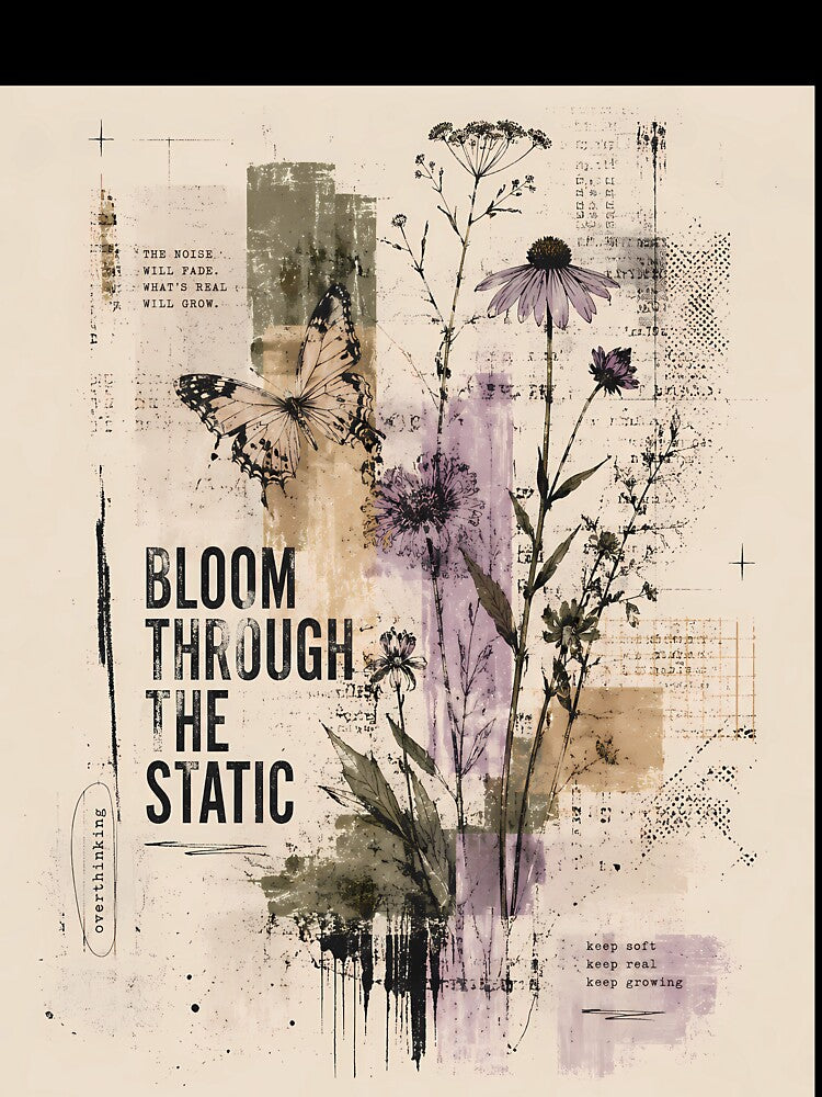 Bloom Through The Static Oversized Graphic Tee | Botanical Streetwear Shirt | Indie Grunge Nature Aesthetic by IRYNASHOP
