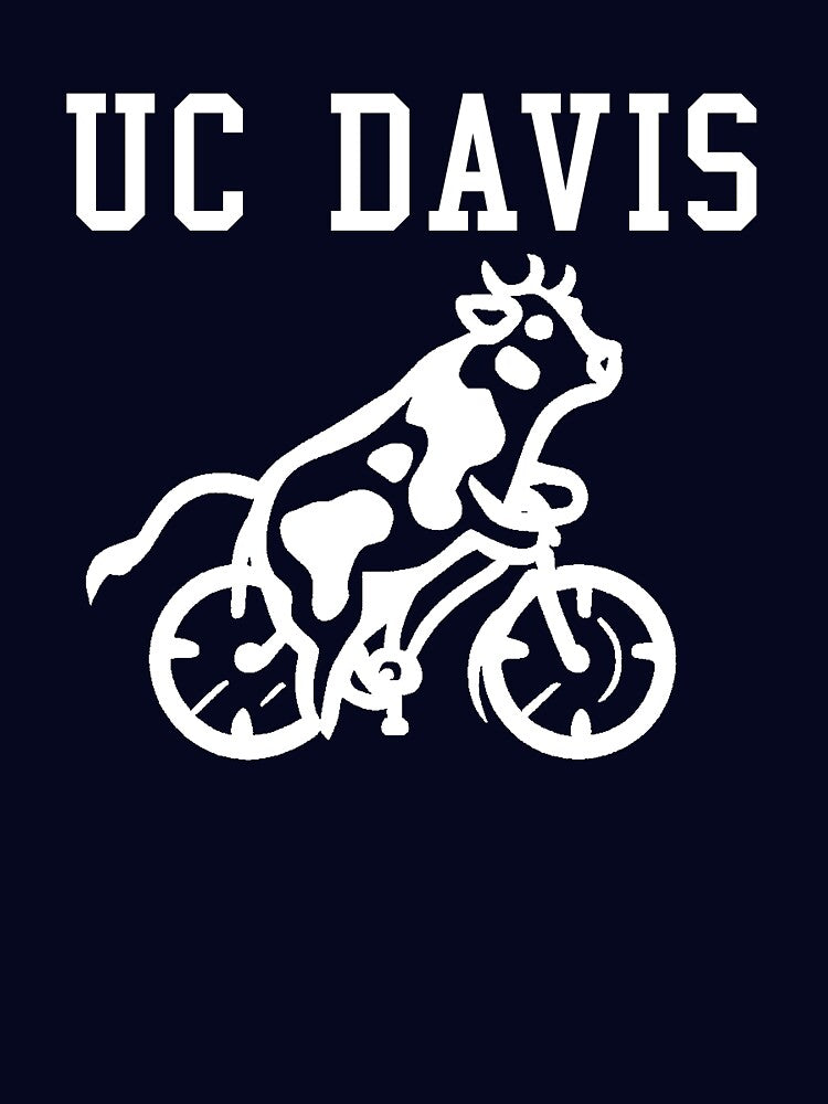 UC Davis Cow Bicycle T Shirt (White) by only1bigboy
