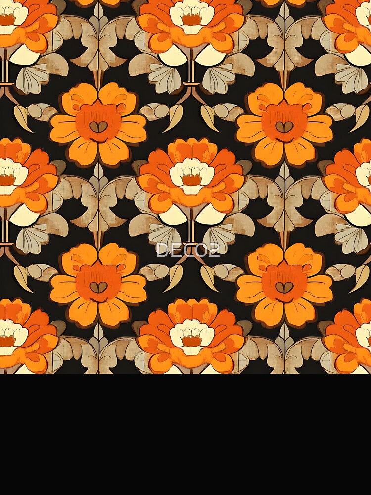 Boho Retro 1960's Hippie Orange Flower Art Designs by DEC02