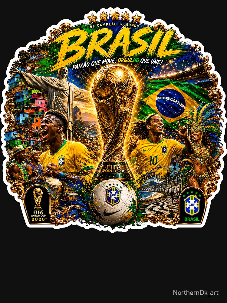 Brazil World Cup 2026 Sticker – Brazilian Football Passion, FIFA Trophy, Rio de Janeiro & Samba Celebration by NorthernDk_art