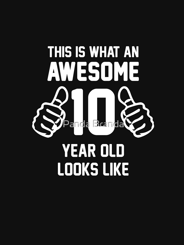 Awesome 10 Year Old Shirt Funny 10th Birthday T-Shirt Great Gift for A Kid, Child Short-Sleeve Jersey Tee by Panda Branda
