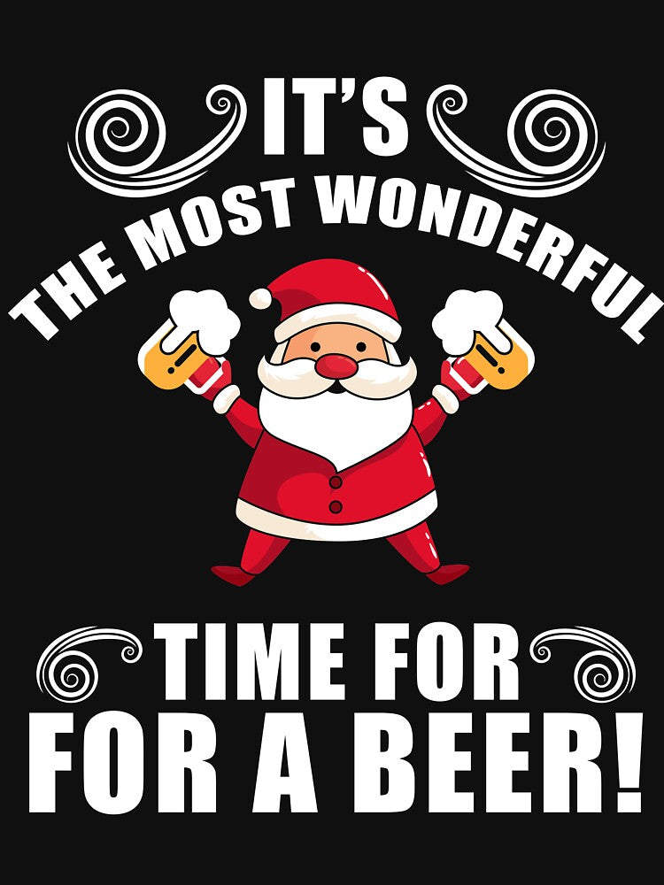 It’s the Most Wonderful Time for a Beer T-Shirt Funny Christmas Santa Tee by AllStarMerch
