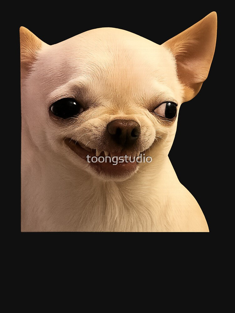 Funny Chihuahua Meme, Smirking Dog Face, Grinning Chihuahua by toongstudio
