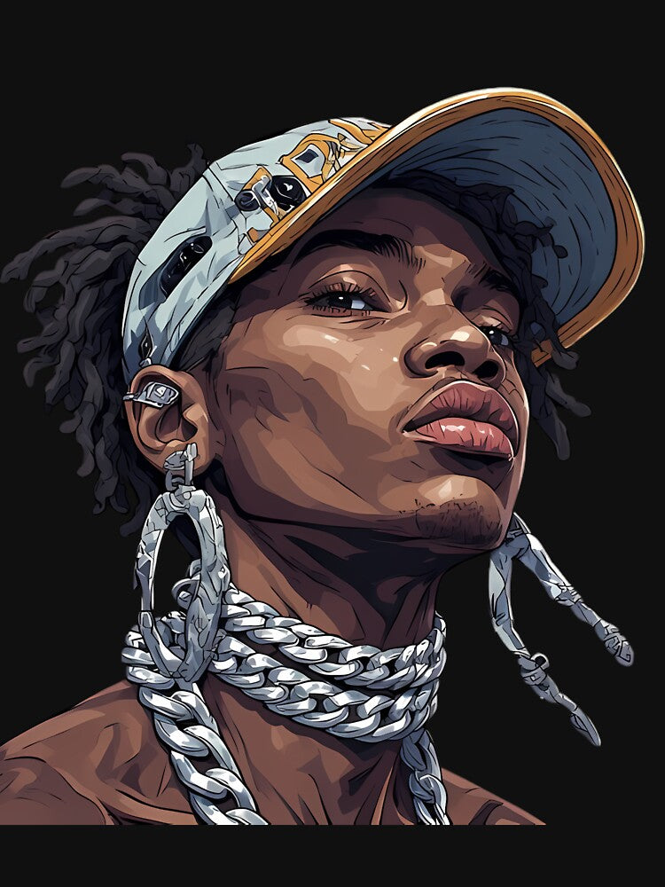 Urban Street Style Portrait - Bold Hip Hop Art with Cuban Chains by TheDreamsMaker