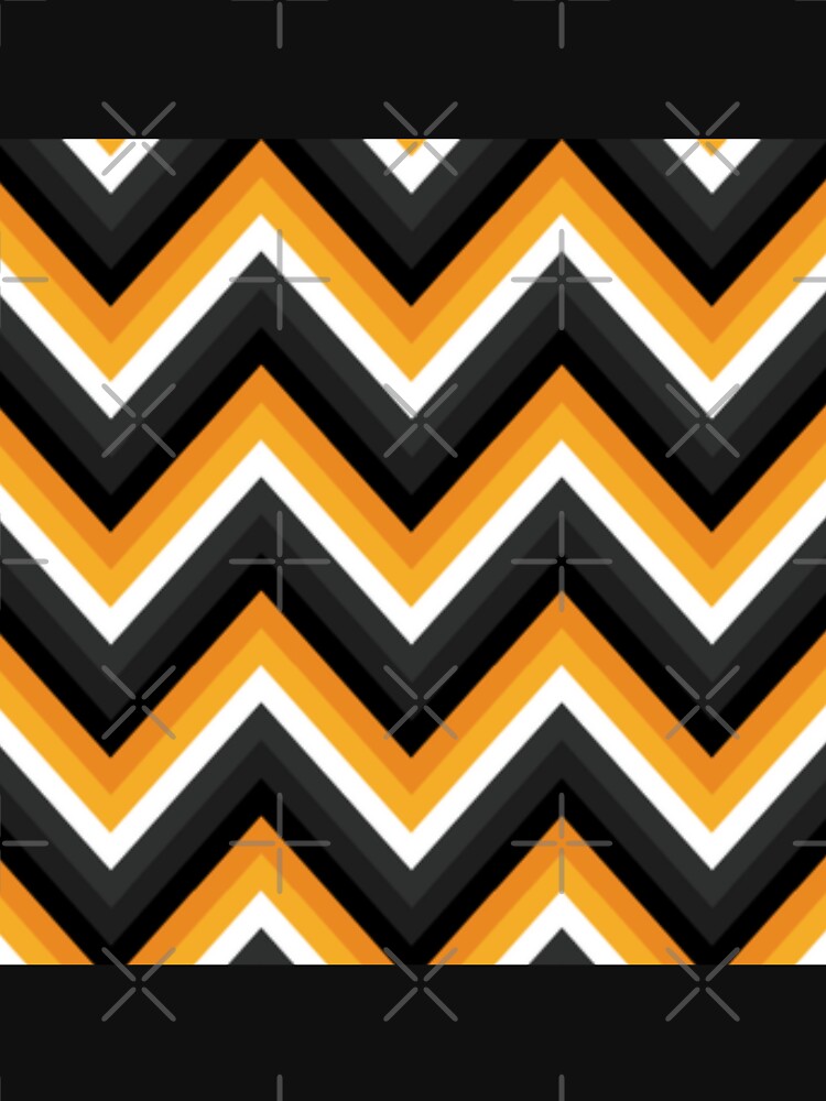 Halloween Colors Abstract Zigzag Pattern. Geometrical Orange, Black, White Zigzag by silviaol
