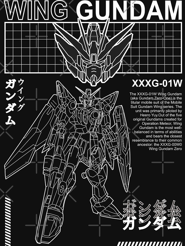 WING GUNDAM XXXG-01W BLACK WHITE STREETWEAR by Gundam Artwork