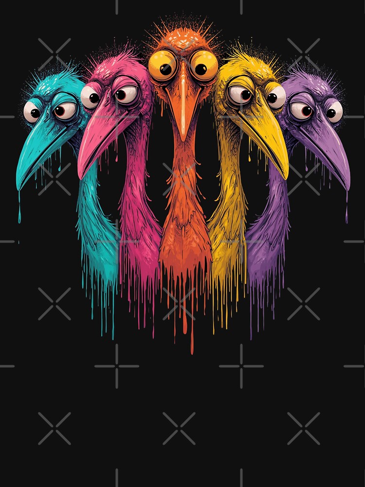 Colorful Street Art Ostriches – Vibrant Graffiti Bird Design by PLUSHIWORLDtm