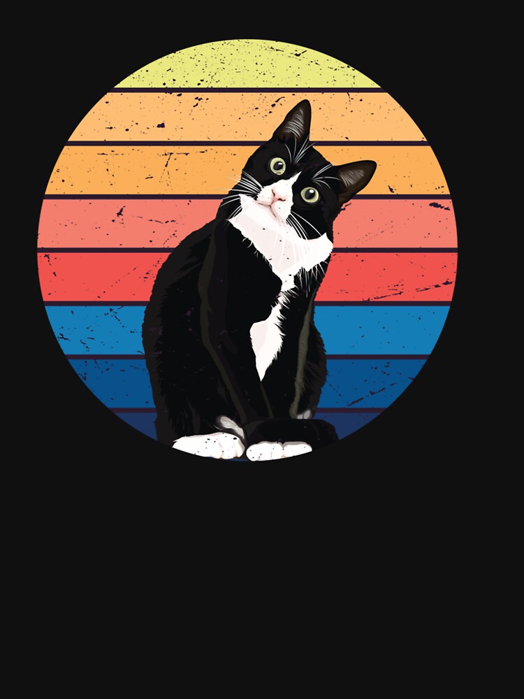 TUXEDO CAT GIFT RETRO COLORS FOR ANIMAL LOVERS by sobriowslen
